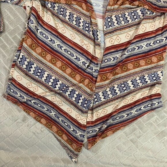 Womens Large Lightweight Cardigan Shirt Open Front Colorful Aztec Geometric - Picture 5 of 12